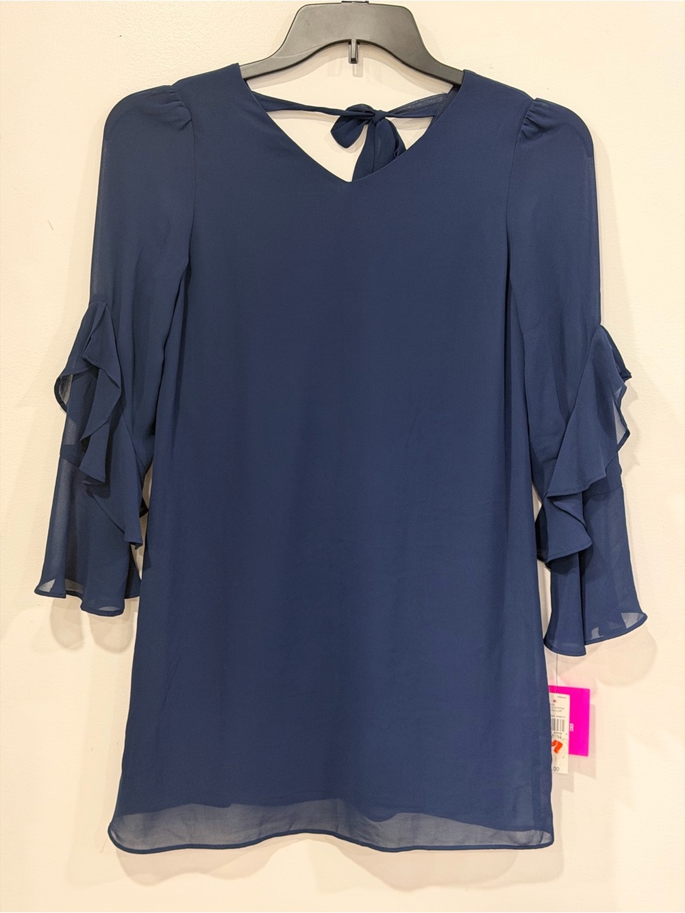 Amy Byer Navy Blue Ruffle-Sleeve Tie-Back Girl’s Dress NWT